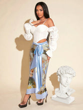 SXY Figure Graphic Knot Side Wrap Skirt